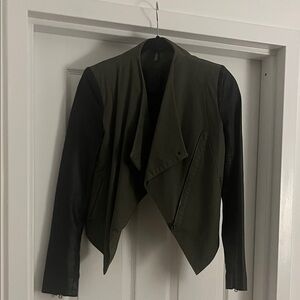 Aqua Olive and Black Leather Jacket